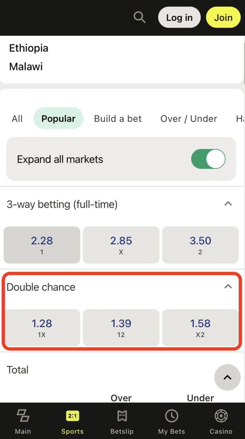 Đặt cược double chance đúng cách