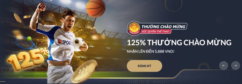 Thưởng chào mừng lên tới 188% cho casino, 125% cho thể thao